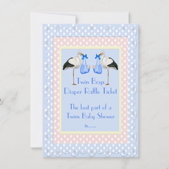 Invitación Billete de doble portero Baby Shower Diaper Raffle (Anverso)