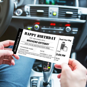 Invitación Billete de embarque de cumpleaños de fin de semana