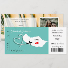 Invitación Billete de embarque para destino de boda en Madeir