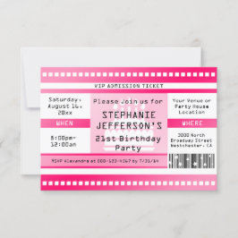 Invitación Billete de entrada al partido de cumpleaños Rosado