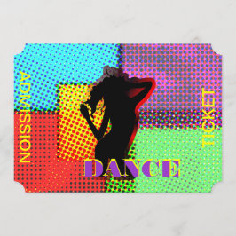 Invitación Billete de entrada de baile retro brillante divert