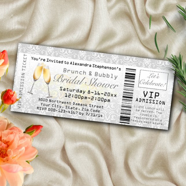 Invitación Billete de entrada para ducha de novia con brunch  (Subido por el creador)