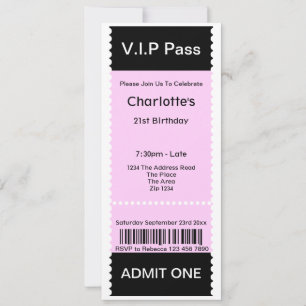 Invitación Billete de entrada para Fiestas de pases VIP