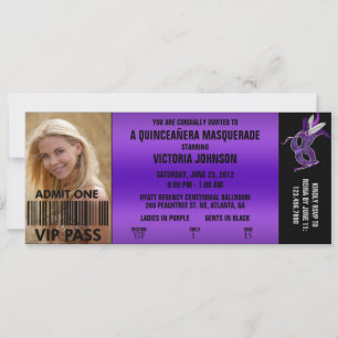 Invitación Billete de entrada VIP para el desfile de quinceañ