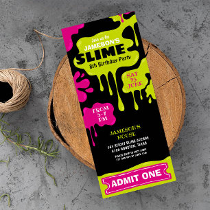 Invitación Billete de fiesta de cumpleaños de Slime para admi
