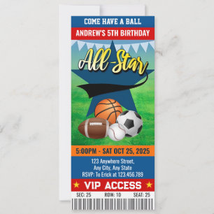 Invitación Billete de fiesta de cumpleaños de todas las estre