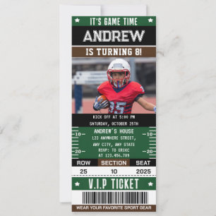 Invitación Billete de fútbol americano con foto personalizado