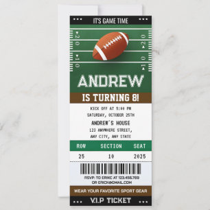 Invitación Billete de fútbol americano personal