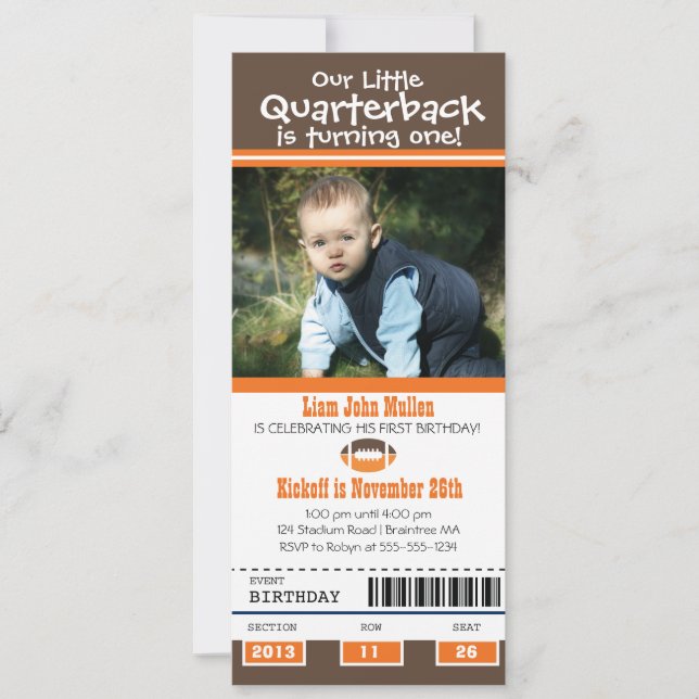 Invitación Billete de fútbol de cumpleaños (Anverso)