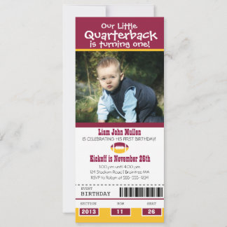 Invitación Billete de fútbol de cumpleaños