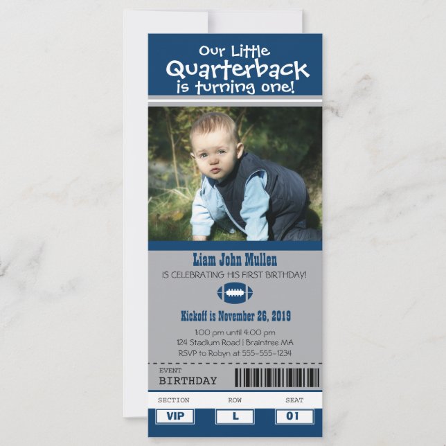 Invitación Billete de fútbol de cumpleaños (Anverso)