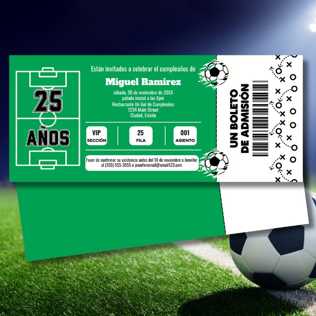 Invitación Billete de fútbol español para 25º cumpleaños (Subido por el creador)
