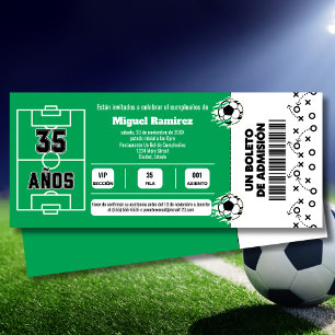 Invitación Billete de fútbol español para 35 cumpleaños