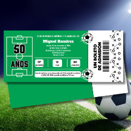 Invitación Billete de fútbol español para 50 cumpleaños
