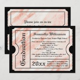 Invitación Billete de graduación moderno de Mármol de oro ros