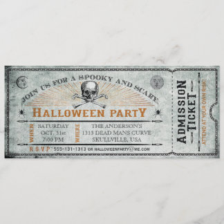 Invitación Billete de grupo del cráneo del vintage y de