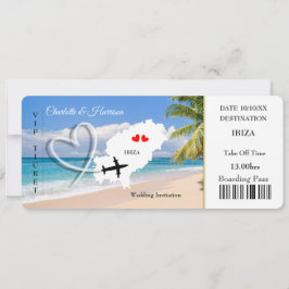 Invitación Billete de Ibiza destino boda