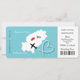 Invitación Billete de Ibiza destino boda
