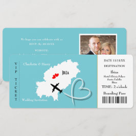 Invitación Billete de Ibiza destino boda