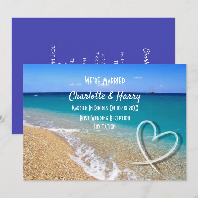 Invitación Billete de la boda de destino Rodas Grecia (Anverso / Reverso)