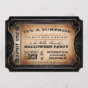 Invitación Billete de la fiesta de Halloween para sorpresa de