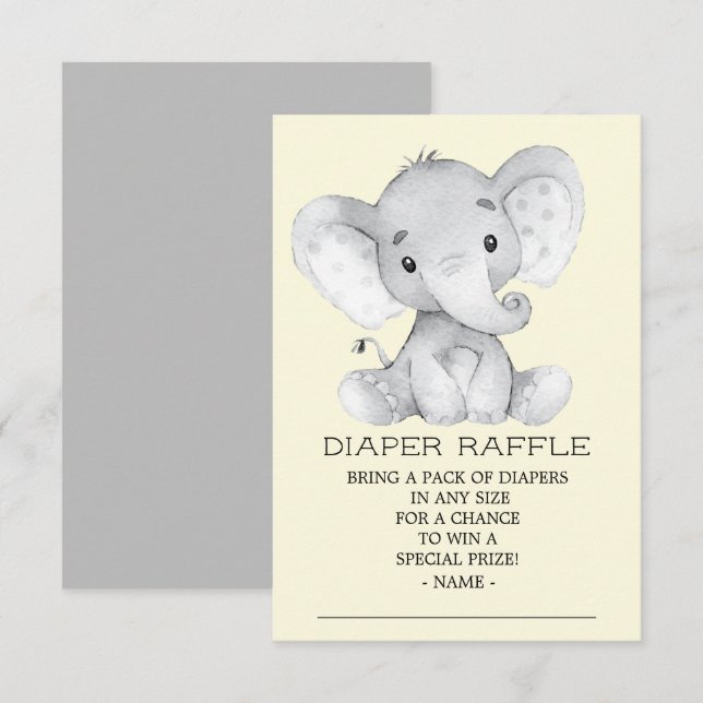 Invitación Billete de pañal neutro para elefante Baby Shower (Anverso / Reverso)