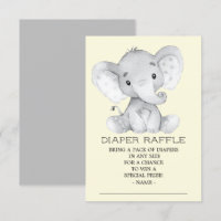 Billete de pañal neutro para elefante Baby Shower