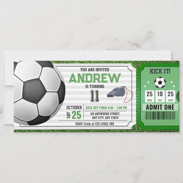 Invitación Billete de partido de cumpleaños personal para niñ (Anverso)