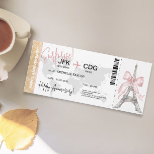 Invitación Billete de pases para el aniversario de la sorpres
