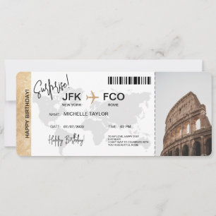 Invitación Billete de viaje de embarque para sorpresas de cum