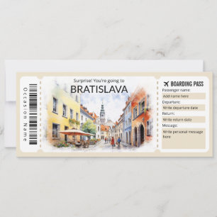 Invitación Billete editable Bratislava Plane, Viaje de Eslova