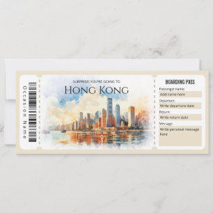 Invitación Billete editable de avión para embarque en Hong Ko