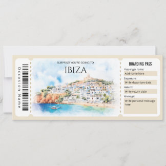 Invitación Billete editable de embarque aéreo en Ibiza