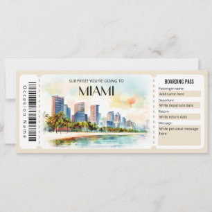 Invitación Billete editable de embarque aéreo en Miami