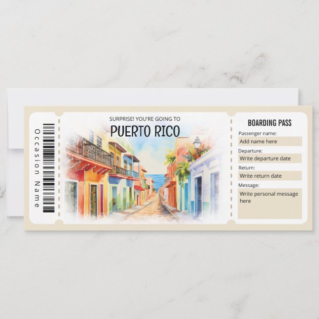 Invitación Billete editable de pases de embarque para avión d (Anverso)