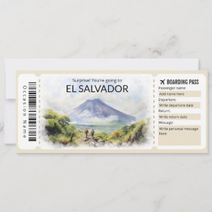 Invitación Billete editable en avión de El Salvador, travesía