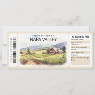Invitación Billete editable Napa Valley Plane, California