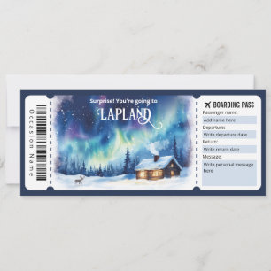 Invitación Billete editable para avión de Laponia, Viaje en L