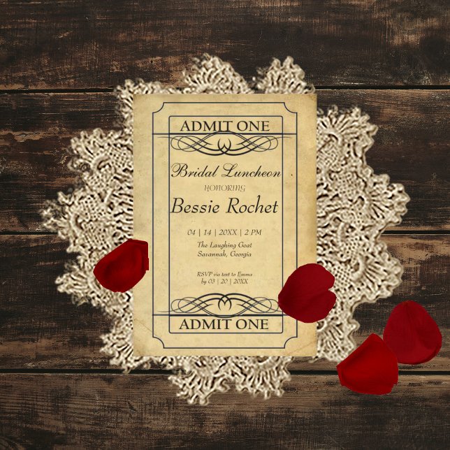 Invitación Billete para eventos de novias de época (Subido por el creador)