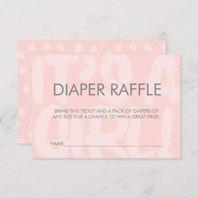 Invitación Billete rosado Baby Shower Diaper Raffle (Anverso / Reverso)