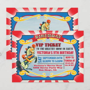 Invitación Billete VIP del partido de cumpleaños Circus