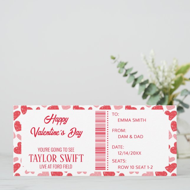 Invitación Billetes de Concierto de Certificado de Regalo de  (Anverso de pie)