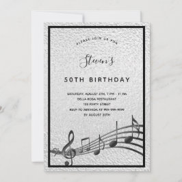 Invitación Billetes de cumpleaños de música negra de plata me