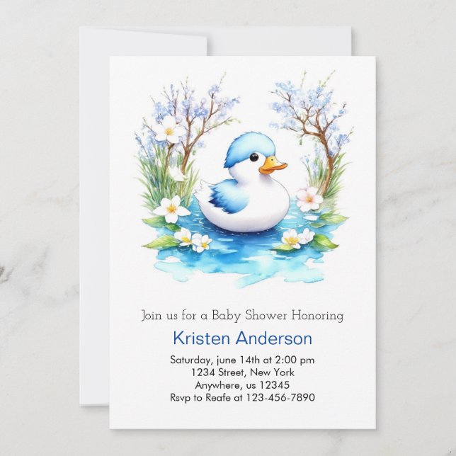 Invitación Billones de la floral azul brillante Baby Shower (Anverso)