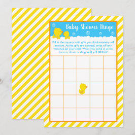 Invitación Bingo Baby Shower amarillo y azul dudoso de goma