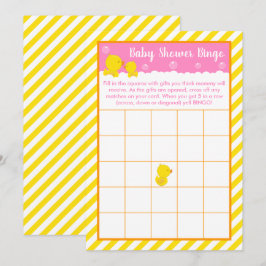 Invitación Bingo Baby Shower amarillo y rosa dudoso de goma