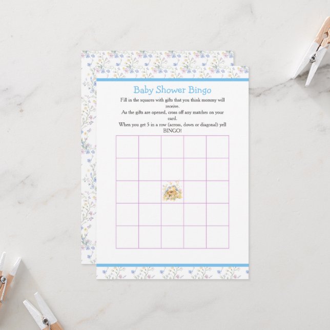Invitación Bingo Baby Shower Birds (Anverso/Reverso In Situ)