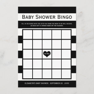 Invitación Bingo Baby Shower blanco y negro de Moda moderna