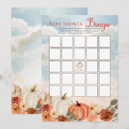 Invitación Bingo Baby Shower Chica floral de calabaza pequeña