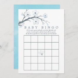 Invitación Bingo Baby Shower de cerezos en flor